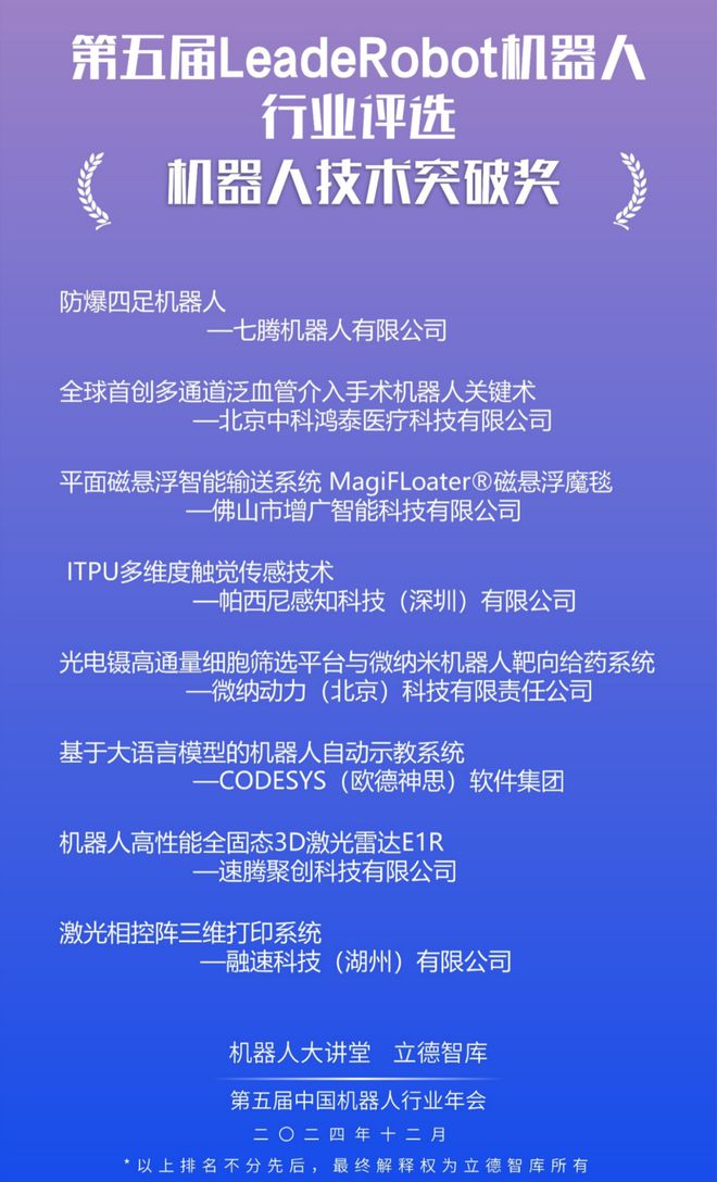 24大奖项3大榜单揭晓！2024LeadeRobot中国机器人行业颁奖典礼！(图2)